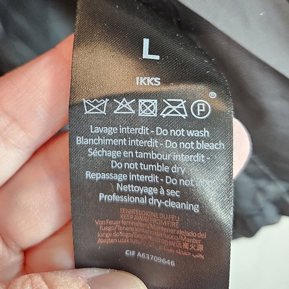 Ikks Women Moto Bomber Cropped Puffer Jacket Sz L Black Quilted Shell Rib Cuff - Picture 8 of 13